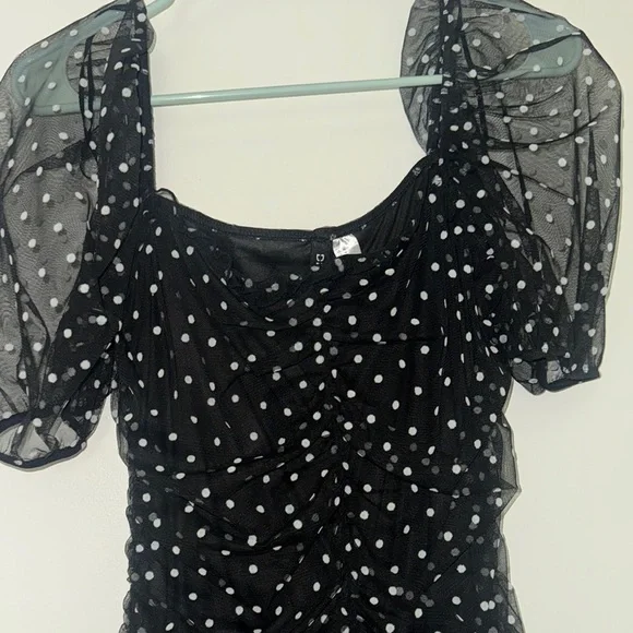 Elegant Black Polka Dot Dress - Picture 2 of 4